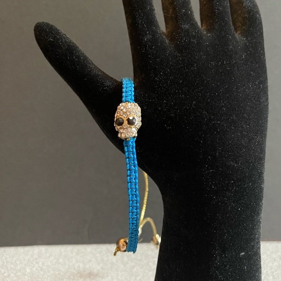 Blue Friendship Bling Skull Extendable Bracelet - Picture 3 of 9